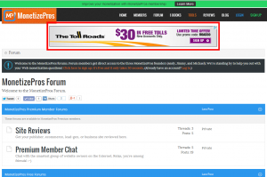 Example of a Conversant 728x90 leaderboard unit running at the MonetizePros forums.